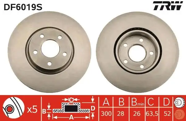 TRW DF6019S | Ön Fren Disk Takımı Ford Mondeo IV S Max Galaxy Volvo S60 S80 V60 V70 Xc70 Freelander 300mm