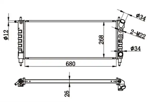 MGA 80553 | Su Radyatörü Brazing (Opel: Corsa B W 1.2 96-00) 680×285×34