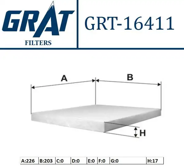 GRAT 16411 | Kabin Filtresi Hyundai Accent Blue Tucson İx35 Kia Sportage İ40 Rio Cerato 04 12