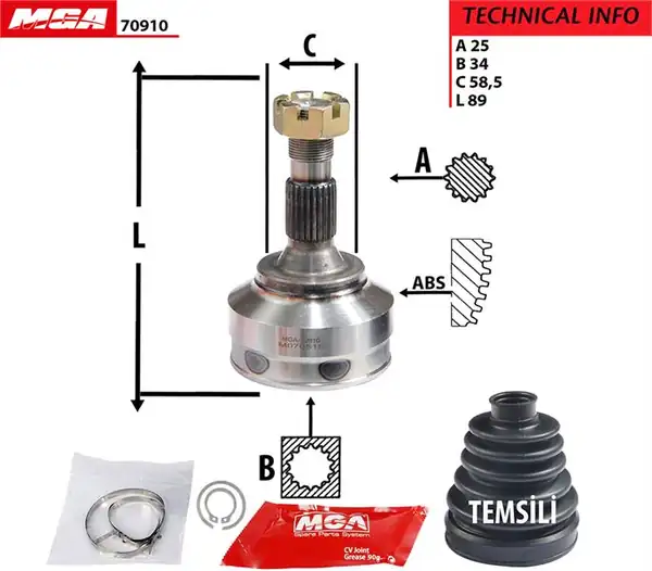 MGA 70910 | Aks Kafası Dış Sağ Sol Citroen C5i C5ii Dv6 1 6 Hdi Ew7a Ew7j4 Ew10a