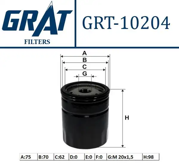 GRAT 10204 | Yağ Filtresi Fiat SLX Albea Palio Tempra Uno