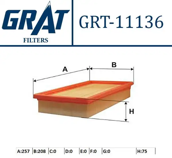 GRAT 11136 | Hava Filtresi Traffic III Talento 1 6 R9m Euro 6 2 0 M9r