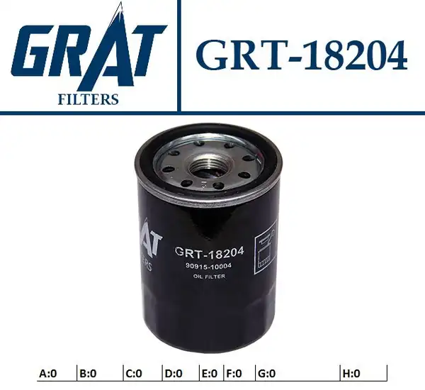 GRAT 18204 | Yağ Filtresi Toyota Corolla 03 07 Avensis 03 08 Benzinli