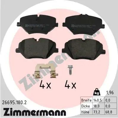 ZIMMERMANN 26695.180.2 | Fren Balatası Ön BMW U06 X1 U11 X2 U10 21->