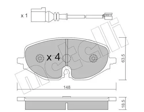 METELLİ 22-1280-0 | Ön Fren Balatası Kablolu VW Golf 20 Audi A3 20