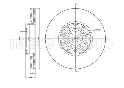 METELLİ 23-0262C | Ön Fren Diski 288 25 5 112 VW Passat 97 05 Audi A4 95 08 Skoda Superb 02 08 2 Adet