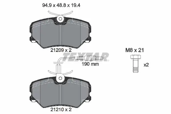 TEXTAR 2120909 | Fren Balatası Peugeot 405 87 Fişli Ön