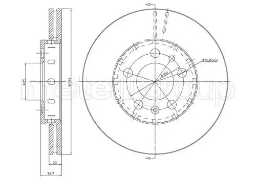 METELLİ 23-0390C | Ön Fren Diski 256 22 5 100 VW Golf Polo A1 A3 Ibiza 97 20 2 Adet