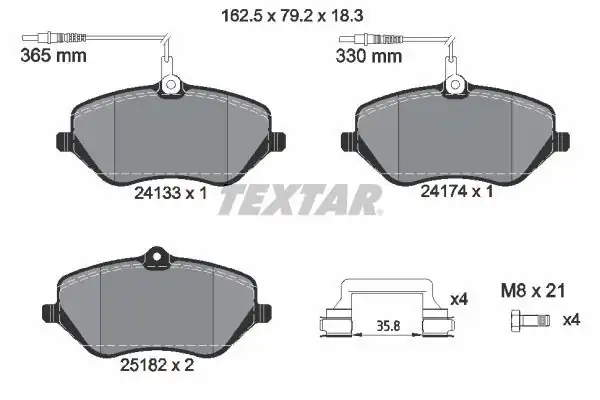 TEXTAR 2413303 | Fren Balatası Peugeot 407 04 Citroen C5 C6 05 Ön