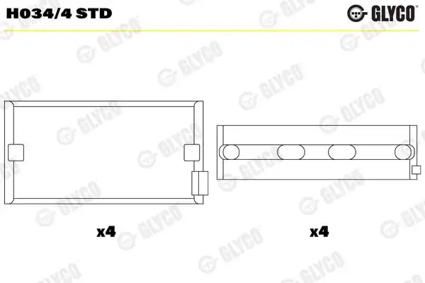 GLYCO H034-4STD | Ana Yatak 8 Std VW Passat 97 05 Audi A4 95 08 A6 95 05 AFB AKN Asn Ack Apr