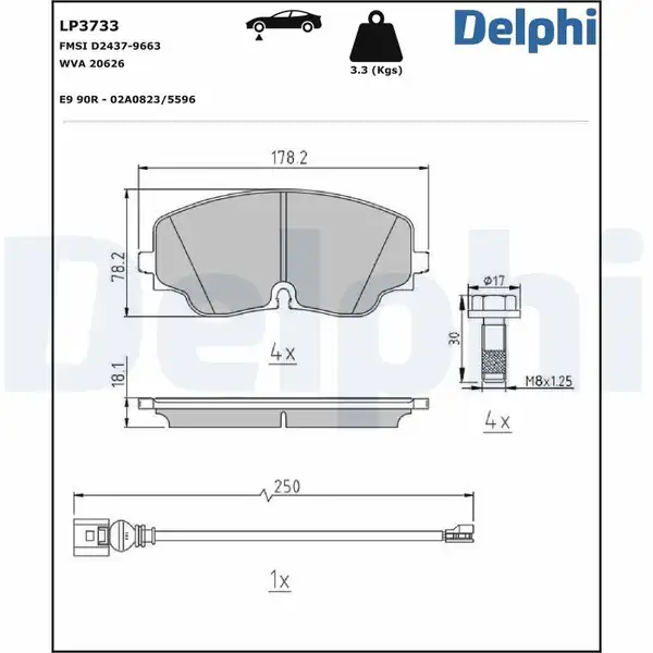DELPHI LP3733 | Fren Balatası Ön VW Golf VIII 1 4 2 0 2020 Tiguan 2 0 2020 Audi A3 20