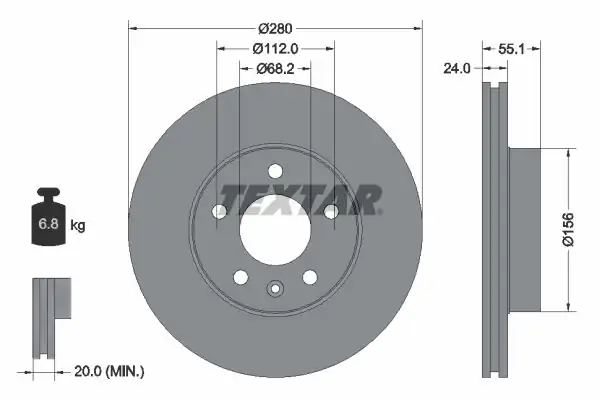 TEXTAR 92083803 | Fren Diski VW T4 2 5 TDI Ön Soğutmalı 2 Adet