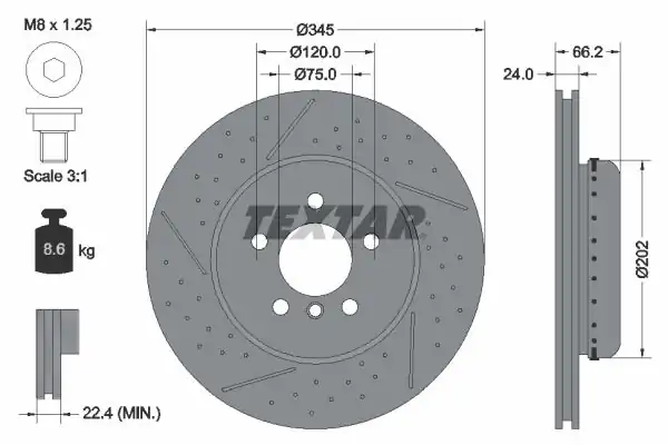 TEXTAR 92265525 | Fren Diski F 30 31 32 33 34 36 80 Arka X Drive 2 Adet