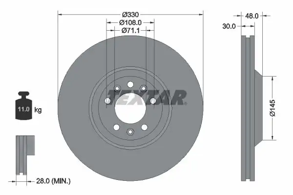 TEXTAR 92129503 | Fren Diski Peugeot 407 607 Citr C5 05 330mm Ön 2 Adet