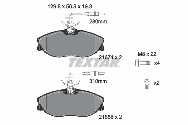 TEXTAR 2167403 | Fren Balatası Peugeot 306 406 607 96 Fişli Ön