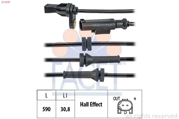 FACET 21-0197 | Sensör ABS F 20 21 23 30 34 82 83 87 Ön