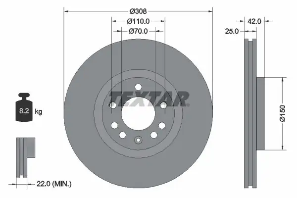 TEXTAR 92110903 | Fren Diski Opel Astra H Corsa D E 308mm Ön 2 Adet