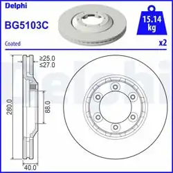 DELPHI BG5103C | Fren Diski (Çiftli Paket)-Boyalı, Deliksiz