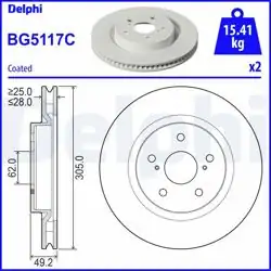 DELPHI BG5117C | Fren Diski (Çiftli Paket)-Boyalı, Deliksiz