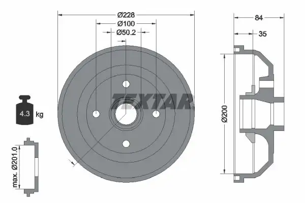 TEXTAR 94022300 | Fren Kampanası Opel Corsa B Tigra A ABS li