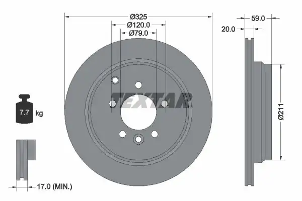 TEXTAR 92147603 | Fren Diski L Rover III R Rover Sport 2 7 Arka Tek