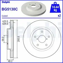 DELPHI BG5130C | Fren Diski (Çiftli Paket)-Boyalı, Deliksiz