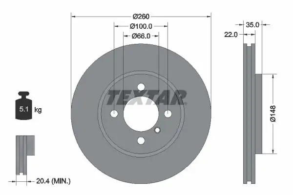 TEXTAR 92026503 | Fren Diski E 30 Ön Havalı Tek