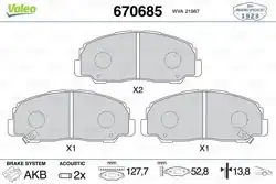 VALEO 670685 | Fren Balatası Ön-Daihatsu Feroza 1.6 88-97 Fourtrak 2.0 2.8D 84-01
