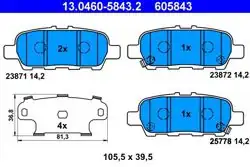 ATE 13.0460-5843.2 | Fren Balatası Arka X-Trail, Qashqai, Juke, FX35, Koleos, Tiida, Murano