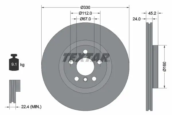 TEXTAR 92274405 | Fren Diski F 39 40 45 46 48 Ön Tek