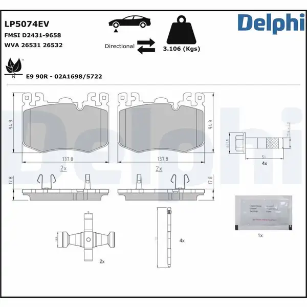 DELPHI LP5074EV | Fren Balatası Elektrikli