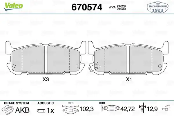 Valeo 670574 Fren Balatası Arka 597464 Mazda Mx5 1 6 1 8 98 05