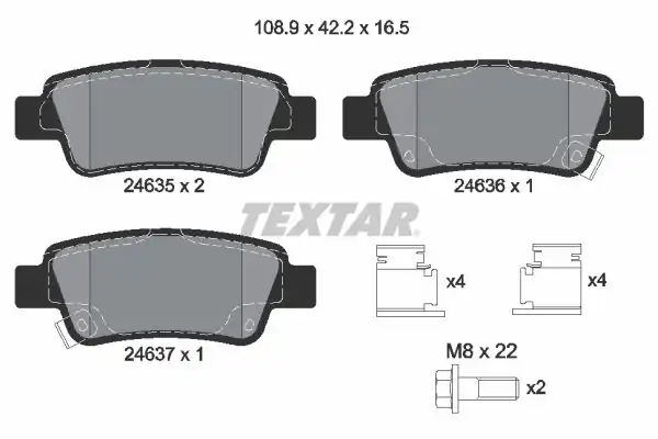 TEXTAR 2463501 | Fren Balatası Cr V 07 12 Arka