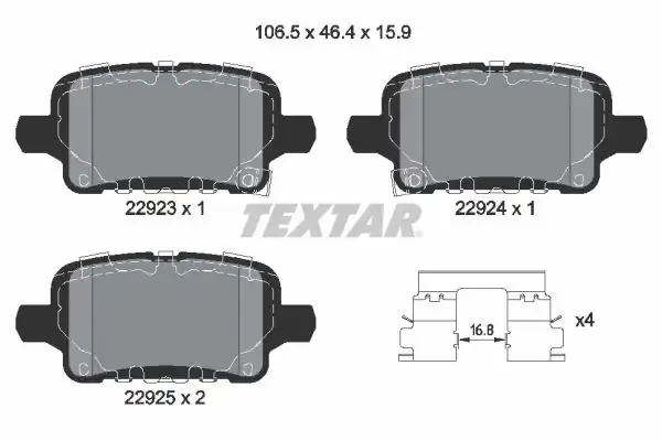 TEXTAR 2292301 | Fren Balatası Opel Insignia B 16 Jant Arka