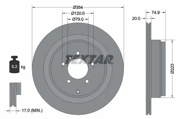 TEXTAR 92175503 | Fren Diski R Rover III 3 0 3 6 Arka 05 Tek 2 Adet
