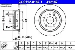 ATE 24.0112-0187.1 | Fren Diski Opel Insignia A 292mm (Havasız) Tk.Arka | 2 Adet