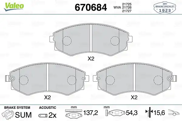 Valeo 670684 Fren Balatası Ön Ssangyong Musso 2 3 03 06 Daewoo Rexton 2 9 3 2 02
