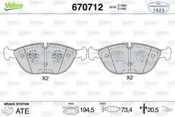 VALEO 670712 | Fren Balatası Ön Audi A4 / Q 01-Tt 3,2 Vr6 / Q 03-A8 2.5 TDI / Mercedes W202 97-00 W210 97-02 W220 02-05