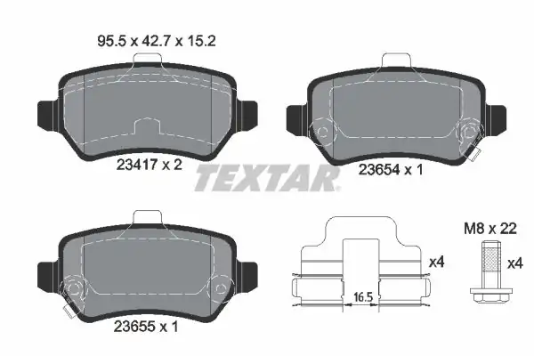 TEXTAR 2341703 | Fren Balatası Opel Astra G H Combo C Arka