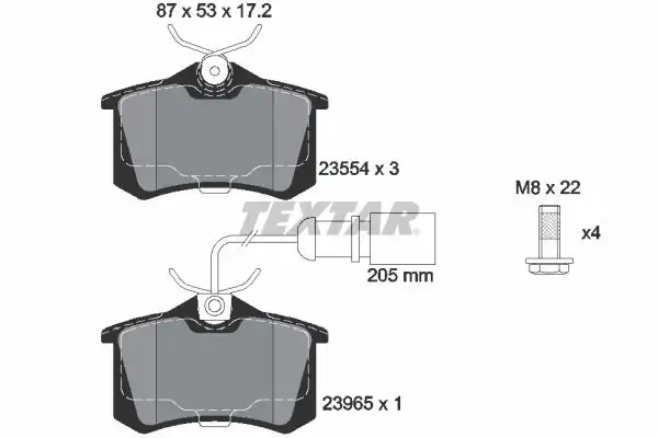 TEXTAR 2355403 | Fren Balatası Arka VW Sharan Galaxy 95 VW Sharan 1 9 TDI Auy ASZ