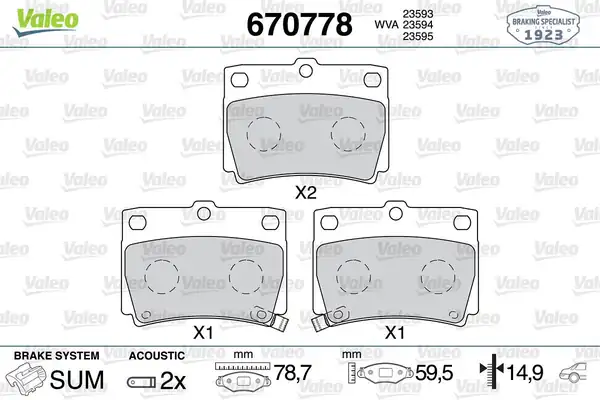 Valeo 670778 Fren Balatası Arka Mitsubishi Challenger 3 0 2 5d 98 09 Mitsubishi Montero Sport 3 0 2 5d 98 09