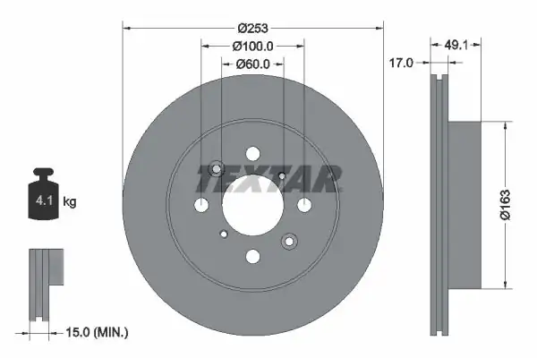 TEXTAR 92135303 | Fren Diski Opel Agila A 253mm Havalı Ön 2 Adet