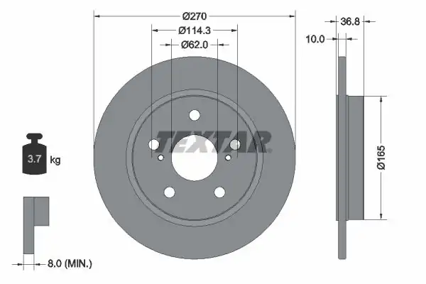 TEXTAR 92164003 | Fren Diski Auris Corolla 06 12 Arka 2 Adet