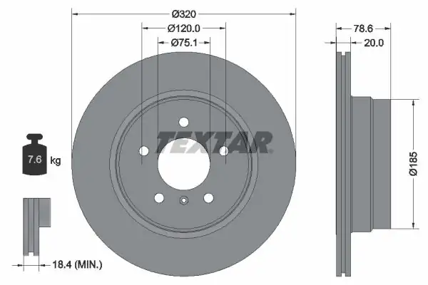 TEXTAR 92161103 | Fren Diski E 70 71 Arka Tek