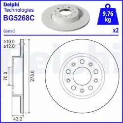 DELPHI BG5268C | Fren Diski (Çiftli Paket)-Boyalı, Deliksiz