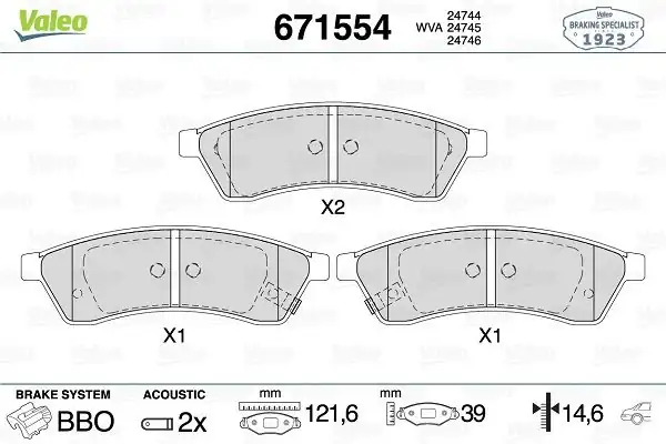 Valeo 671554 Fren Balatası Arka Chevrolet Epica 2 0 2 5 06