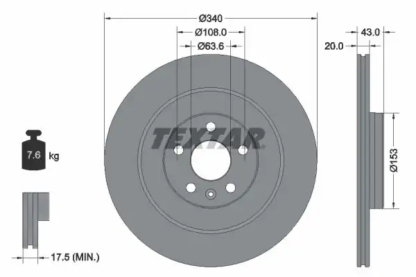 TEXTAR 92304503 | Fren Diski Xc90 Arka 18 2016 2020 2 Adet
