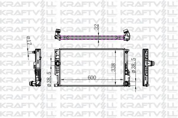 KRAFTVOLL 08040089 | Motor Su Radyatörü Otm. Şanz. Bmw N47 N13 B47 F30 F20 F22 F32 F34 F36 Radyatörü Marka