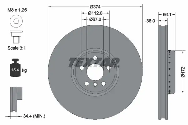 TEXTAR 92290225 | Fren Diski G 01 05 07 11 12 15 20 30 31 32 Ön Sağ