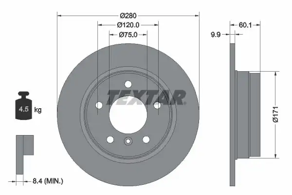 TEXTAR 92055703 | Fren Diski E 36 46 Arka Düz Tek